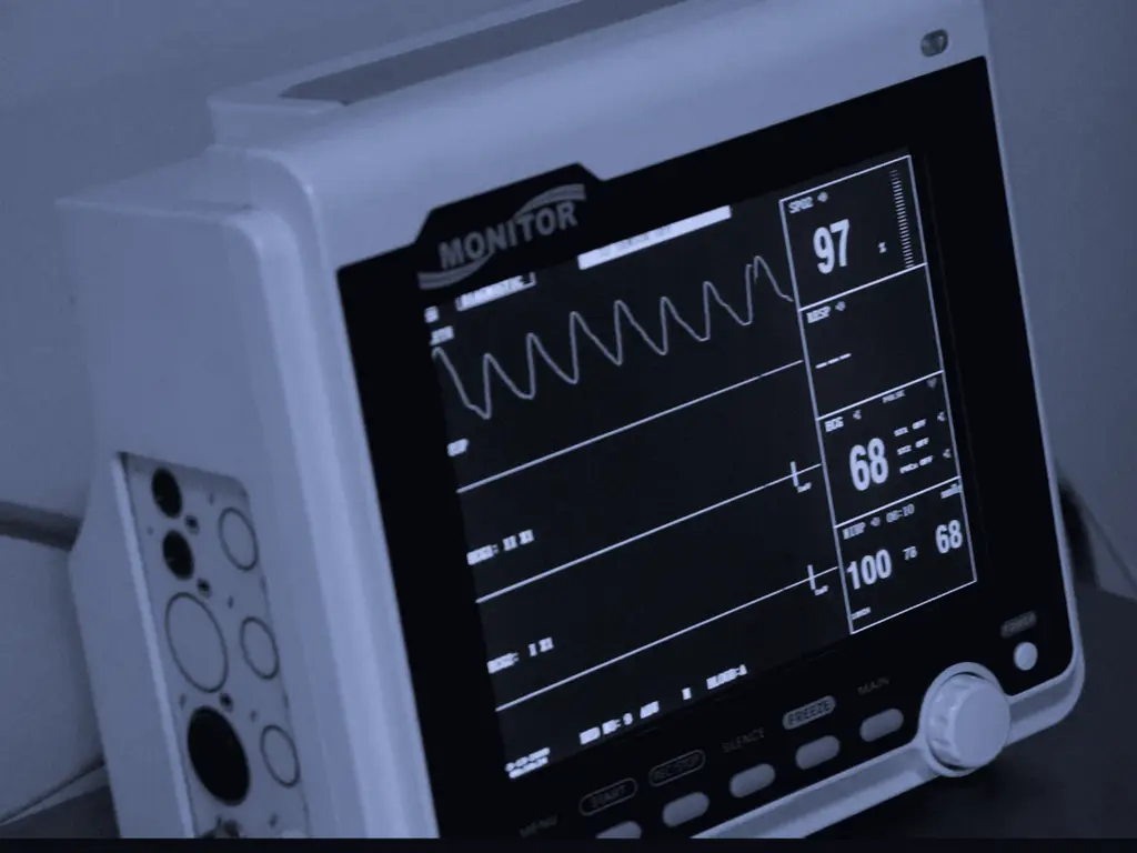 Patient monitor showing vital signs